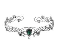 UKCOCO Couronne Royale Médiévale en Métal Ajouré Style Vigne, Serrage-tête Costume Prince Strass, Accessoire Cheveux Cosplay et Fête, Taille Unique, Couleur Argenté Antique et Vert Foncé