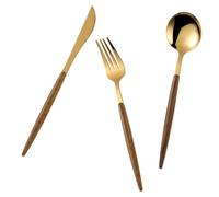 UKCOCO Couverts Occidentaux Dorés en Acier Inoxydable 3 Pièces - Ensemble de Couverts Cuisine Comprenant Couteau, Fourchette et Cuillère - Vaisselle pour Repas de Table, Usage Familial,