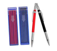 UKCOCO Crayon Charpentier Automatique avec Noires et Rouges Crayon Multifonction Pratique pour Marquage Menuiserie Portable et Facile à Utiliser avec Recharges pour Chantier et Dessin