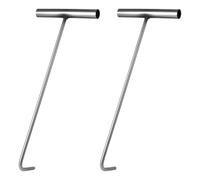 UKCOCO Crochet Métallique T en Acier Inoxydable Argenté, Lot de 2 Pièces, Lève-plaque D'égout Robuste Surface Lisse, pour Réparation D'égouts et Usage Quotidien