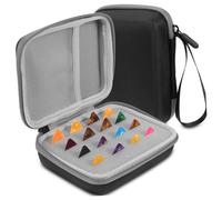 UKCOCO De Rangement pour Médiators De Guitare Électrique Et Folk, Ensemble avec 15 Médiators Couleur, Matériau Robuste Noir Et Gris, Accessoire Pratique pour Musiciens, Stockage Compact Et Portable