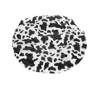 UKCOCO de Vache et pour Satin Léger en Bonnet Bain Femmes Réutilisable Noir Motif Blanc, Protège L'électricité Statique, pour Routine Capillaire et Voyage