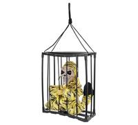 UKCOCO Décoratif Halloween Cage en Plastique Yeux Lumineux et Sons Horribles, pour Fêtes et Boîtes de Nuit, Modèle Fantôme Prisonnier Effrayant