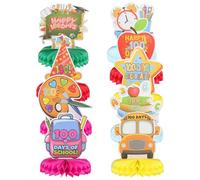UKCOCO Décoration de Table en Papier en Forme de Cellule Alvéolaire 9 Pièces pour Fête Scolaire 100 Jours, Atmosphère Joyeuse, Facile à Installer pour Bureau et Fête