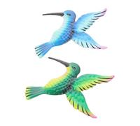 UKCOCO Décoration Murale En Métal Forme D’oiseau Pour Salon Et Jardin, Lot De 2 Pièces Bleu Et Vert, Sculpture Murale Suspendue En Fer, Décor Poétique Et Artistique