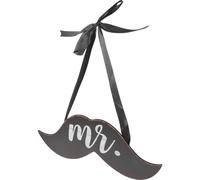 UKCOCO Décoration Suspendue Bois pour Porte Entrée Panneau Créatif Mr Mrs avec Moustache et Lèvres Déco Mariage Champêtre pour Porche Extérieur et Fête