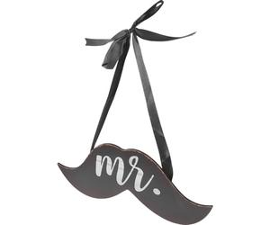 UKCOCO Décoration Suspendue Bois pour Porte Entrée Panneau Créatif Mr Mrs avec Moustache et Lèvres Déco Mariage Champêtre pour Porche Extérieur et Fête