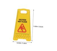 UKCOCO Décorations Miniatures Panneau D'avertissement Sol Mouillé Mini Attention Signer De Plancement Humide Mini Panneau De Sol Humide Miniatures Maison De Poupée Alliage Jaune