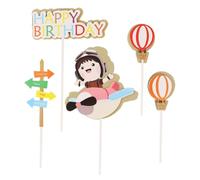 UKCOCO Décorations pour Gâteaux en Papier 25 Pièces Pics à Gâteaux Thème Pilote Rose Décorations pour Desserts d'anniversaire Accessoires Légers et Sûrs pour Fêtes et Goûters