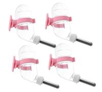 UKCOCO Distributeur Automatique d'eau pour Animaux De Compagnie, Biberons pour Hamsters en Acier Inoxydable, 60 ML, Lot De 4 Pièces Rose, Accessoire pour Cages d'animaux