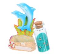 UKCOCO Dolphin Desktop Ornament with Drift Bottle and Conch Aquarium Sea Animal Sculpture Coastal Home Office Fish Tank Landscape Decor