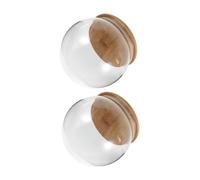 UKCOCO Dôme D'exposition en Verre Transparent 12 Cm avec Base en Bambou, Lot de 2 Vitrines sous Cloche pour Décoration, Protection Anti-poussière et Présentation DIY de Fleurs Éternelles