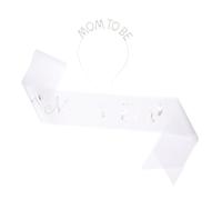 UKCOCO Écharpe de Future Maman Blanche Serrage-tête en Métal et Tissu pour Célébration Baby Shower et Séance Photo, Accessoire Maternité Élégant