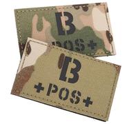 UKCOCO Écusson Réfléchissant de Type Sanguin B en Nylon Camouflage Vert, 2 Pièces pour Uniformes et Situations d'urgence, Identification Claire et Solide