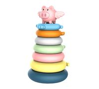 UKCOCO Empilable Pédagogique Coloré Éveil Garçon Fille pour Coordination Main Jeu Interactif Parent Garçon Fille Tour Arc Ciel Couches avec Anneaux pour Apprentissage Préscolaire