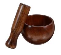 UKCOCO Ensemble Bol Broyeur en Bois Pilon Mortel, Bol en Bois Cuisine Solide, pour Préparer Purée D'avocat, Sauces et Épices, Ustensile Polyvalent pour Usage Quotidien, 1 Pièce