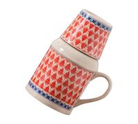 UKCOCO Ensemble Bouilloire en Céramique Vintage avec Bouchon en Liège et Tasse Empilable Petite Carafe à Eau 600 Ml pour Maison et Bureau Service à Thé Pratique et Gain de Place