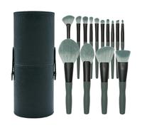 UKCOCO Ensemble de 14 Pinceaux de Maquillage Professionnels Verts Pastel Manche en Bois, Coffret de Rangement Inclus, Outils Cosmétiques Polyvalents pour Fond de Teint, Contouring, Blush