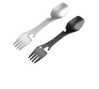 UKCOCO Ensemble de 2 Ustensiles Multifonctions en Acier Inoxydable, Cuillère-fourchette Utilitaire Résistante, Léger et Compact, pour Camping, Pique-niques et Activités de Plein Air,