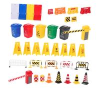 UKCOCO Ensemble De 40 Panneaux De Signalisation : Modèles Miniatures De Panneaux De Signalisation, Cônes De Signalisation, Poubelle, Jouet Éducatif De Sécurité, Signalisation De Passage