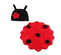 UKCOCO Ensemble de Costume Bébé Sept Points Coccinelle Accessoires pour Séance Photo -Né Cape Légère Tricotée Crochet Rouge Vif Présent Naissance Pratique