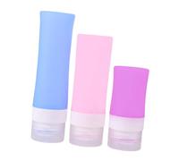 UKCOCO Ensemble de Flacons de Lotion en Silicone pour Voyage 3 Bouteilles Vides Cylindriques, Résistants la Chaleur et Économes en Espace, pour Partir en Déplacement