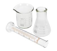 UKCOCO Ensemble De Verrerie Scientifique En Verre 50 Ml Bécher Gradué, Éprouvette Graduée, Flacon Conique De Laboratoire Pour Mesure Précise En Chimie, Biologie Et Physique