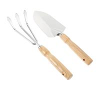 UKCOCO Ensemble D'outils de Jardinage à Main 2 Pièces en Acier Inoxydable et Bois, Mini Râteau et Truelle pour Plantation, Adapté aux Plantes Grasses, Fleurs en Pot et Jardinage