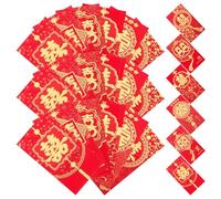 UKCOCO Enveloppes Rouges Chinoises Mariage 24 Pcs Pochette à Argenté Traditionnelle Rouge 6 Modèles 4 Pcs Chacune pour Célébrations et Présents Festifs Style Chinois