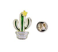 UKCOCO Épingle à Broche Décorative en Cuivre Forme Cactus Zircon, Design Attrayant pour Décoration de Vêtements et Accessoires, pour Chemises et Chapeaux