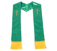 UKCOCO Étole de Pasteur de Mariage Verte à Pompons Brodés, Châle Réversible en Tissu Doux, Accessoire Officiel pour Cérémonie Religieuse et Événements Formels
