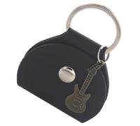 UKCOCO Étui à Médiators en Cuir PU Noir Portable avec Pendentif Guitare Cuivre Ancien, Paquet de Rangement pour Médiators Électrique, Boîte Compacte pour Accessoires Guitare (2 Pièces