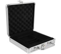 UKCOCO Étui de Rangement Portable pour Jetons de Poker 100 Pièces en Alliage Aluminium Argenté, Grosse Capacité Compartiments Internes, Boîte de Transport Robuste pour Jeux de Cartes,