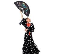 UKCOCO Éventail Noir en Plastique pour Arts Martiaux, Pliant Charnière Lisse, Facile à Ouvrir et Fermer, pour Performances de Kung Fu et Tai Chi