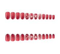 UKCOCO Faux Ongles Détachables 24 Pcs Capsules Adhésives pour Manucure de Noël Taille Moyenne Design Festif pour Femmes et Jeunes Filles Patchs pour Nail Art Spécial Fêtes