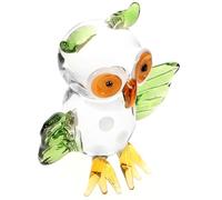 UKCOCO Figurine Hibou en Verre Vert Cartoon, Décoration D'étagère et Bureau, Ornement de Table pour Fête et Salon, Statuette Décorative Résistante aux Chocs, Présent Original Maison