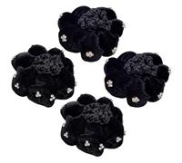 UKCOCO Filets à Cheveux pour Femmes 4 Pcs en Velours Noir Strass Couvre-Chignon Décoratif pour Danseuses et Infirmières Accessoire Coiffure Chic pour Chignon et Ballet