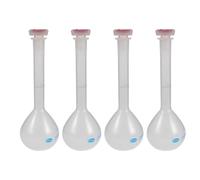 UKCOCO Flasques Volumétriques avec Bouchon en Pp Lot de 4 de 250ml Résistants à Haute Température, pour Expériences Académiques et Analyses Chimiques Précises