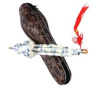 UKCOCO Flûte Hulusi en Porcelaine Synthétique Bleu Blanc, Instrument de Calebasse en Clé Bémol, Boîte de Rangement, Flûte Chinoise Traditionnelle pour Débutants et Apprentissage Musical