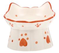 UKCOCO Gamelle Chat Surélevée Céramique Anti-Renversement avec Protection du Cou Bol Double pour Eau et Nourriture Facile à Nettoyer Design Moderne pour Chats et Petits Chiens