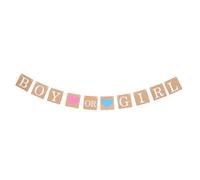 UKCOCO Guirlande de Révélation de Genre en Papier Kraft Marron, Bannière Shower Garçon ou Fille, Décoration Fête Prénatale, Accessoire Annonce Grossesse pour Événement Bébé