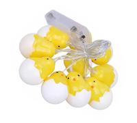 UKCOCO Guirlande Lumineuse LED Œufs de Pâques 15 M 10 Lampes Forme Poussin Jaune en Coquille D’Œuf Plastique Décoration Intérieure et Extérieure sans Pile