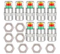 UKCOCO Indicateur Vert/Jaune/Rouge Bouchons de Tige de Valve Antivol Fenêtre Transparente, Indicateur de Pression des Pneus, pour Voiture, Cuivre PC Acier Inoxydable, Outil