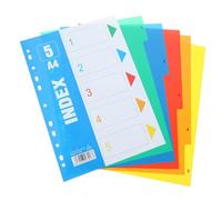 UKCOCO Intercalaires De Dossiers A4 Pastel 11 Trous En Polypropylène Pour Classeur, Séparateurs Indexés Numéros 1-5, Organisation Bureau Et Scolaire, Usage Professionnel Et Élève