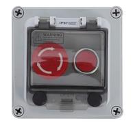 UKCOCO Interrupteur à Bouton-poussoir Étanche pour Usage Extérieur avec Boîtier de Commande en Plastique, Bouton Rotatif de Démarrage et Arrêt D'urgence, Cache de Protection pour Boîtier