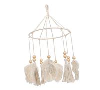 UKCOCO Iron Ring Wind Chime with Cotton Leaf Tassel Handmade Hanging Wind Bell Accessory for Home Decoration Iron and Cotton Material Bohemian Style Wall Hanging