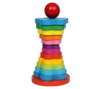 UKCOCO Jeu de Construction Éducatif en Bois 14 Pièces Colonne Arc-en-Ciel Empilable pour Garçon et Filles D’éveil Montessori Développement Coordination Œil-Main et Motricité Fine