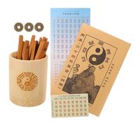 UKCOCO Jeu de Divination Chinois Bambou 16 Bâtonnets avec Pot et Livret Débutants Outil de Tirage Spirituel Utilisation Contemplation Feng Shui Kit Complet