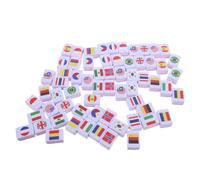 UKCOCO Jeu de Mahjong de Voyage pour 2 Joueurs 64 Pièces 24 MM en Motifs Drapeaux du Monde Jeu de Mémoire Éducatif de Géographie Portable pour Famille et Couples