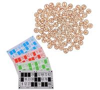 UKCOCO Jeu de Société Bingo en Bois Cartes Numérotées et Jetons Set Complet 1 Pièce Jeu Familial Interactif pour Fêtes et Événements Accessoire Ludique Logique